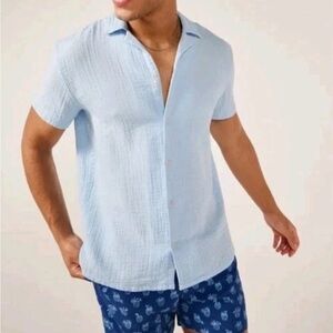 Chubbies Gauze Sunday Camp Shirt Made In The Shade Blue Size Large Button-Up Nwt